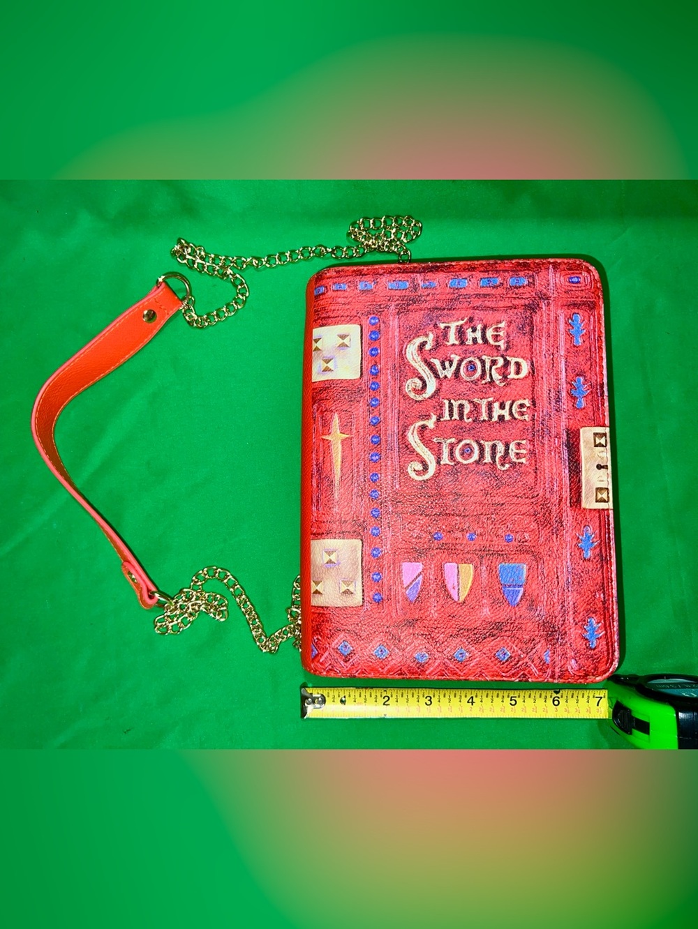 Disney Red 'The Sword in the Stone' Book Crossbody Bag with Gold Chain👜🔥🗡️❤️